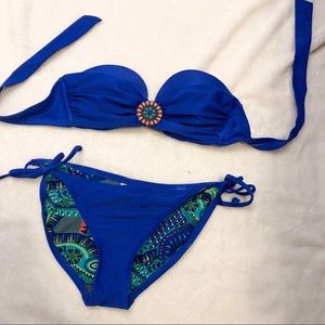 Blue Xhilaraton Bikini with Reversible Bottoms